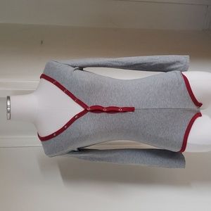 Grey bodysuit with red edging